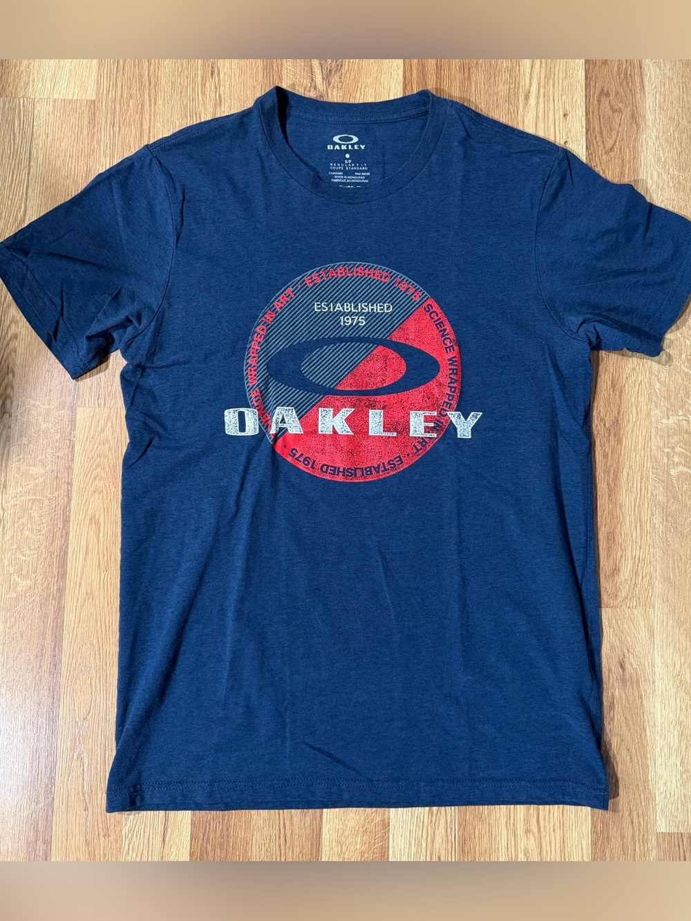 Oakley Navy Short Sleeve Tee with Red Logo Circle